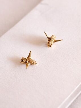 Solid 14k Gold Goathead Stud Earrings
